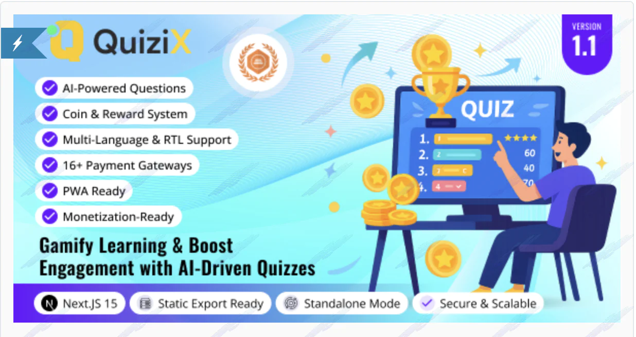 QuiziX – AI Quiz & Trivia Game | Laravel + Next.js Gamified Quiz Platform
