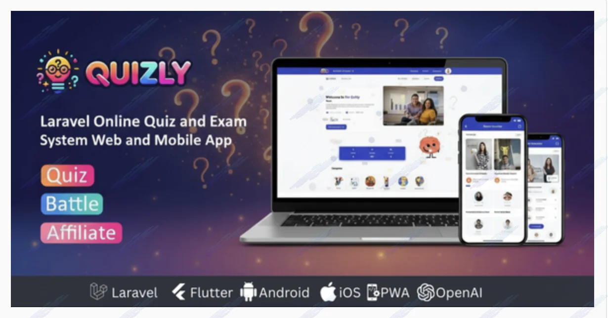 Quizly - Laravel online Quiz and Exam System Web and Mobile App