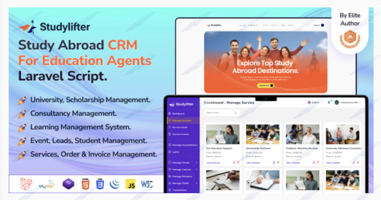 Studylifter - Study Abroad CRM For Education Agent Laravel Script